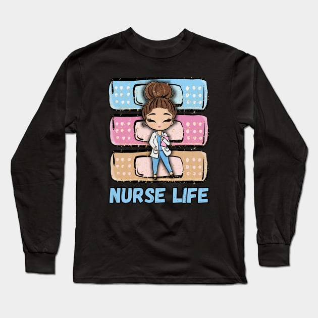 Pastel Nursing Life Nurse Long Sleeve T-Shirt by LenaArt